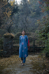 Beas Blue Handwoven Silk Kurta Set