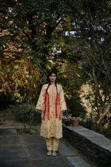 Kachnaar Handwoven Silk Printed Kurta Set