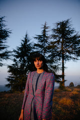 Spiti Printed Handwoven Silk Jacket Set