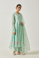 Aqua Green Cotton Mal Kurta Set