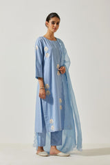 Ice Blue Cotton Mal Straight Kurta Set