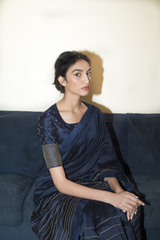 Neeli Zari Sari With Raw Silk Zardozi Blouse