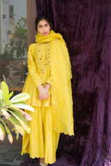 Son Champa Metallic Zari Short Lali Kurta With Sharara