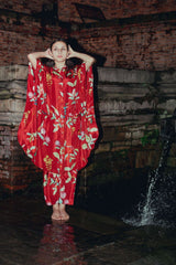 Laal Phool Kimono Kurta Set