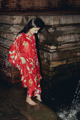 Laal Phool Kimono Kurta Set