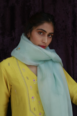 Son Champa Resham Yoke Kurta With Chanderi Silk Palazzo