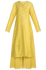 Son Champa Resham Yoke Kurta With Chanderi Silk Palazzo