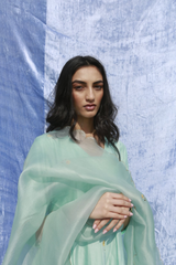 Bahar Kali Kurta With Handloom Cotton Nizam Border Palazzo