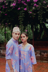 KURTA AND ALIGARHI PAJAMA IN BLUE