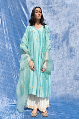 Bahar Kali Kurta With Handloom Cotton Nizam Border Palazzo