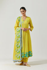 Yellow And Green Kurta Set