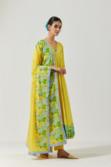 Yellow And Green Kurta Set
