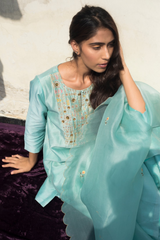 Bahar Metallic Yoke Kurta With Chanderi Silk Palazzo