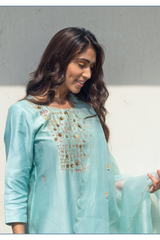 Bahar Metallic Yoke Kurta With Chanderi Silk Palazzo