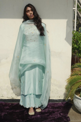 Bahar Metallic Yoke Kurta With Chanderi Silk Palazzo