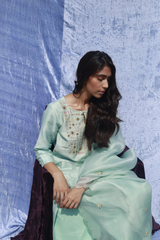 Bahar Metallic Yoke Kurta With Chanderi Silk Palazzo