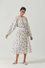 Ivory And Lavender Printed Dress