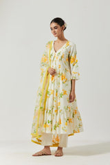 Ivory Multi Color Printed Kurta Set