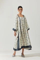 Ivory And grey Printed Kaftaan