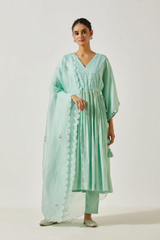 Aqua Green Colour Cotton Mal Kurta Set
