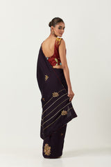 Syahi zardozi anar saree