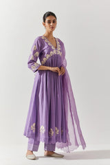 Mauve Cotton Mal Kurta Set
