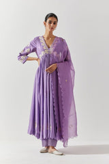 Mauve Cotton Mal Kurta Set