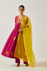 Magenta Cotton Mal Kurta Set