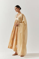 Beige Cotton Mal Kurta Set