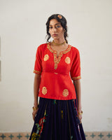 Laal Syahi  Makhmal  Lehenga  set
