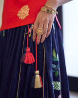 Laal Syahi  Makhmal  Lehenga  set