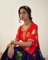 Laal Syahi  Makhmal  Lehenga  set