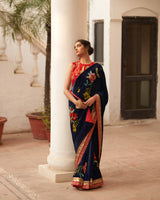 Syahi Makhmal Rani Saree & Blouse