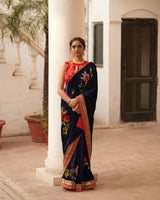 Syahi  Makhmal  Rani Saree  & Blouse