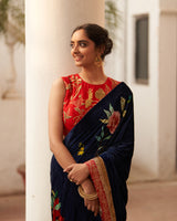 Syahi  Makhmal  Rani Saree  & Blouse