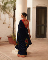 Syahi Makhmal Rani Saree & Blouse