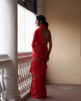 Surkh laal  Zari Sitara  Saree &  Blouse