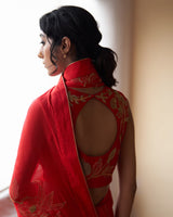 Surkh laal  Zari Sitara  Saree &  Blouse