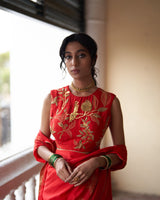 Surkh laal  Zari Sitara  Saree &  Blouse