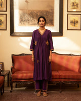 Rani  Jamuni  Sunahri  Pleated  Kurta set