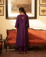 Rani  Jamuni  Sunahri  Pleated  Kurta set