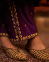 Rani  Jamuni  Sunahri  Pleated  Kurta set