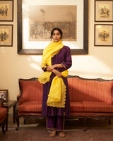 Rani  Jamuni  Sunahri  Pleated  Kurta set