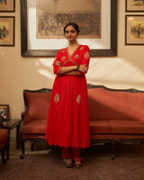 Surkh laal  Rani  Zardosi  Kurta set