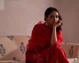 Laal guchha sitara kurta set