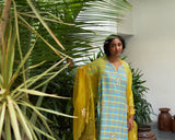 Neela sitara phool kurta set