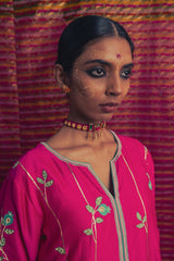 GULABI SUNEHRI PATTI KURTA SET