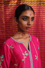 GULABI SUNEHRI PATTI KURTA SET