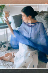 Neeli Resham Zardozi Kurta With Zari Pants