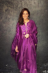 Mona Singh spotted wearing Rajgir Chanderi Silk & Zardozi Kurta Set